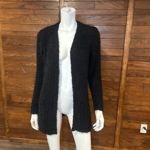 Cleo Black Open-Front Cardigan Sweater